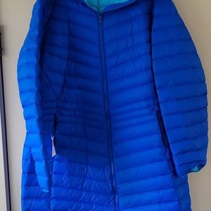 Brand New Lands End Ultralight Packable Women's Down Coat, Size XL, Royal Cobalt